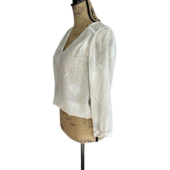 The Limited Sheer Swirl Neutral Office Blouse - Picture 4 of 9
